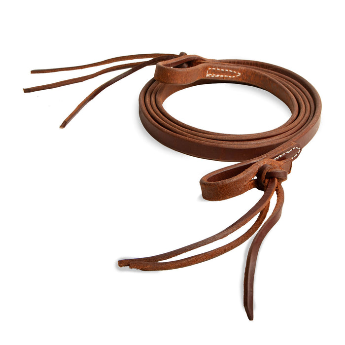 Poplar Head Saddlery Oiled Harness Leather Pineapple Knot Roping Rein, 5/8" x 7' - Brown  