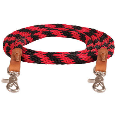 Mustang Round Braided Trail Reins - Black/Red  