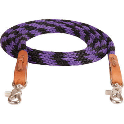 Mustang Round Braided Trail Reins - Black/Purple  