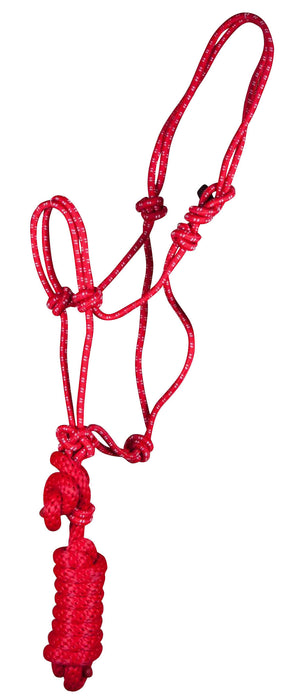 Mustang Rope Halter and Lead, Colt - Red/White  