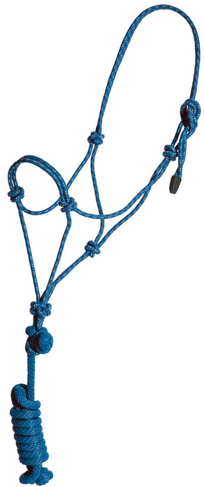 Mustang Rope Halter and Lead, Colt - Blue/White  