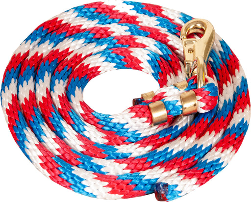 Mustang Poly Colorful Lead Rope, Bull Snap - Red/White/Blue  