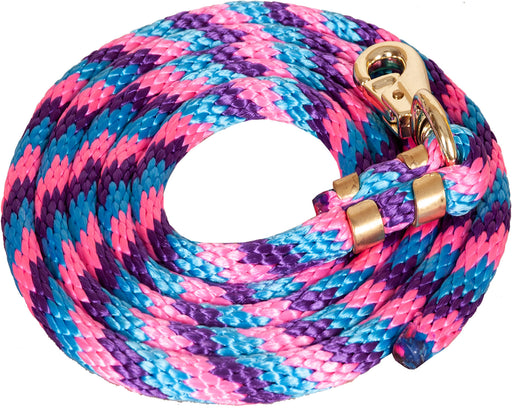 Mustang Poly Colorful Lead Rope, Bull Snap - Turq/Pink/Purple  