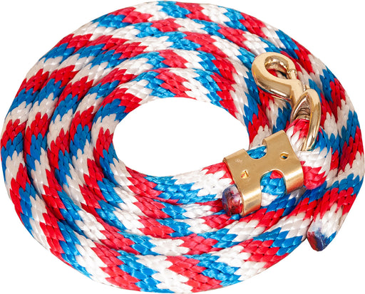 Mustang Colorful Poly Lead Rope with Bolt Snap - Red/White/Blue  