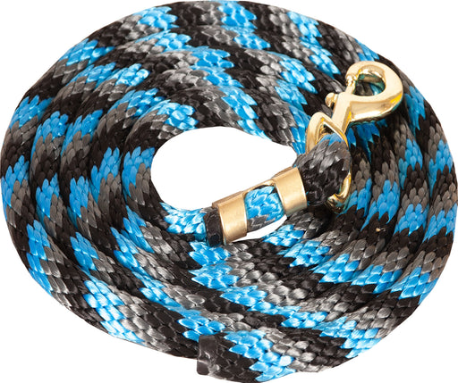 Mustang Colorful Poly Lead Rope with Bolt Snap - Black/Turq/Silver  