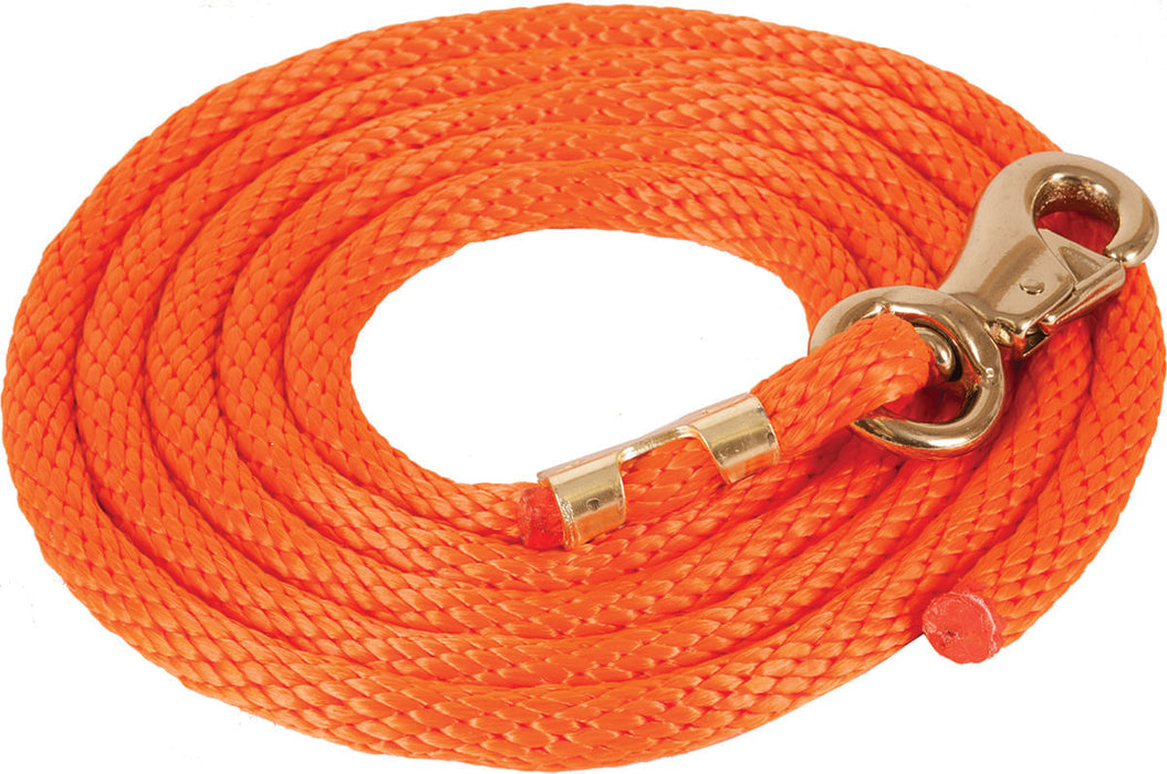 Mustang Solid Poly Lead Rope, Bull Snap - Orange  