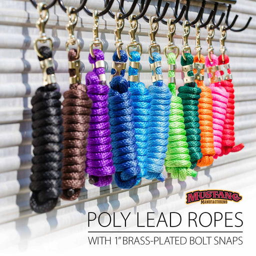 9'L Solid Color Poly Lead Rope (with Bolt Snap) from Mustang Mfg. - Black  