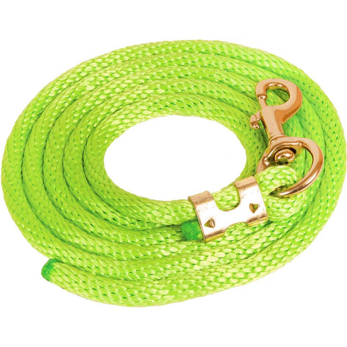 9'L Solid Color Poly Lead Rope (with Bolt Snap) from Mustang Mfg. - Lime Green  