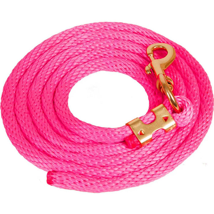 9'L Solid Color Poly Lead Rope (with Bolt Snap) from Mustang Mfg. - Hot Pink  