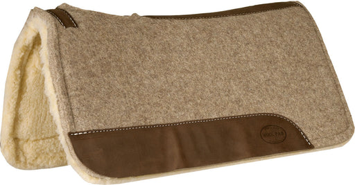 Wool Contoured Saddle Pad with Fleece Bottom, 32" x 31" - Tan Wool Pad w/ Fleece Bottom, 32" x 31"  