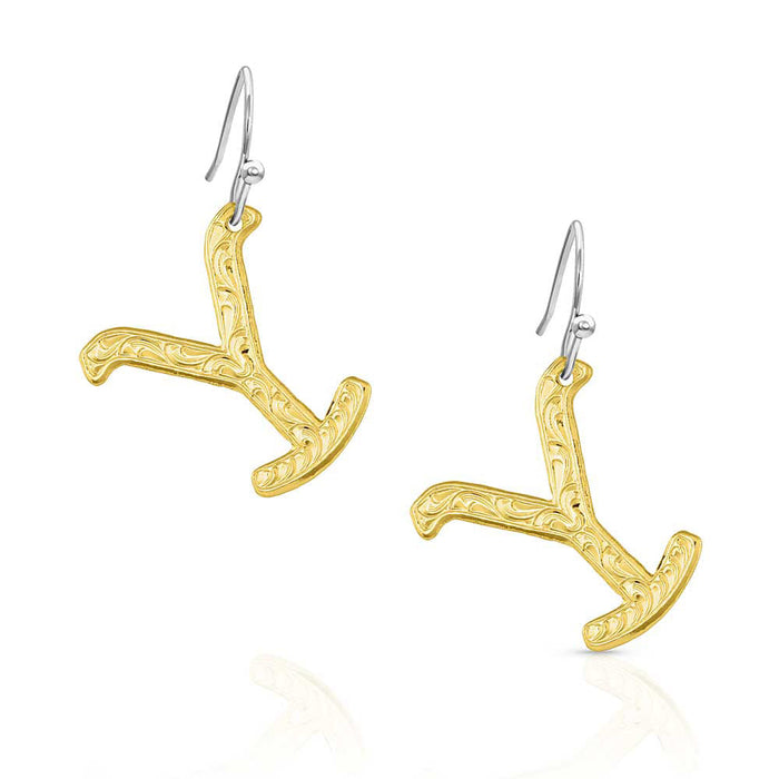 The Y Yellowstone Brand Earrings, Gold -   