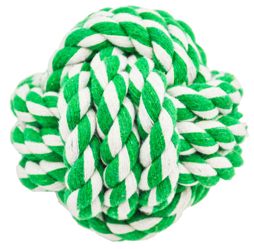 Rugged Rope Ball Toy - Green/White 3.75" 