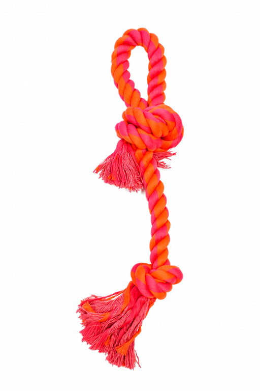 2 Knot Bone with Loop Handle Rope - Orange/Magenta  