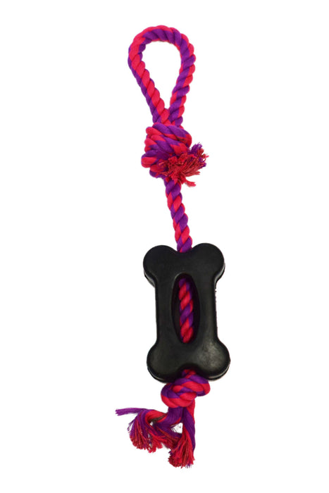 Bone with Rope Handle Toy - Purple/Magenta  