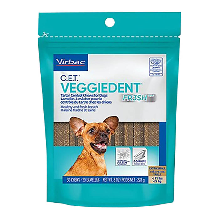 Virbac C.E.T. VeggieDent Fr3sh Dental Chews - X-Small