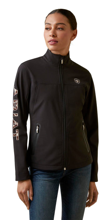 Ariat Women's Cow Print Embroidered Team Softshell Jacket, Black - XXLarge  