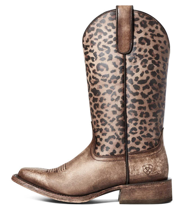 Ariat Women's Circuit Savanna Cheetah Western Boot, Naturally Distressed Brown - 8  