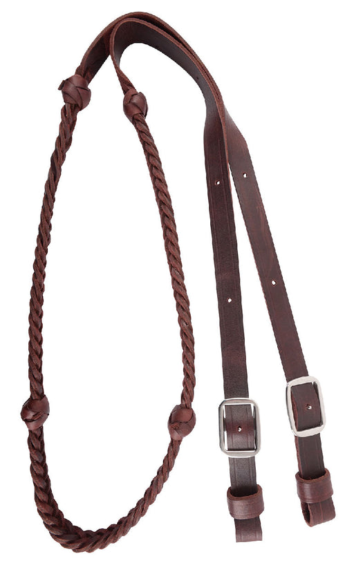 Martin Saddlery Braided 5-Strand Barrel Rein with Knots 7/8-inch Thick Buckle Ends - Latigo 7/8" 