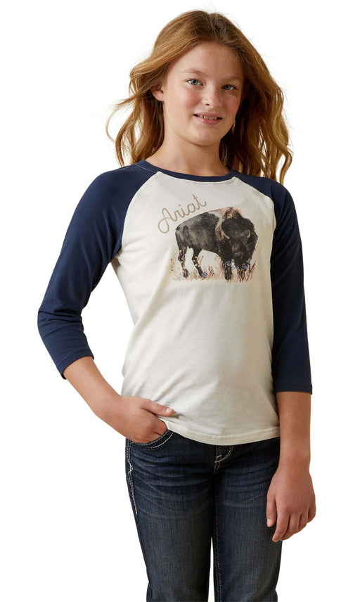 Ariat Girl's Painted Buffalo Raglan T-Shirt - Small  