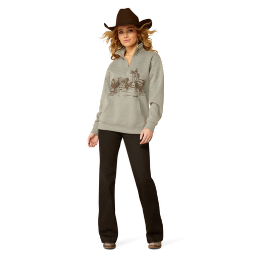 Ariat Women's 1/2 Zip Sweatshirt - Heather GreySmall