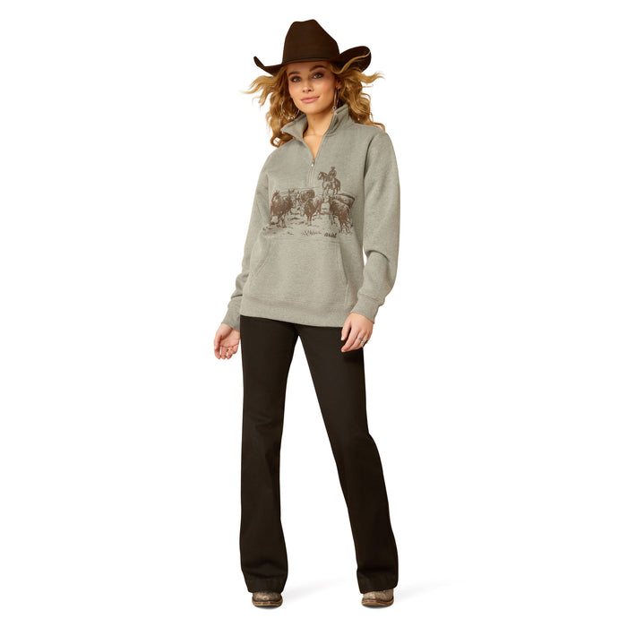 Ariat Women's 1/2 Zip Sweatshirt - Heather GreySmall