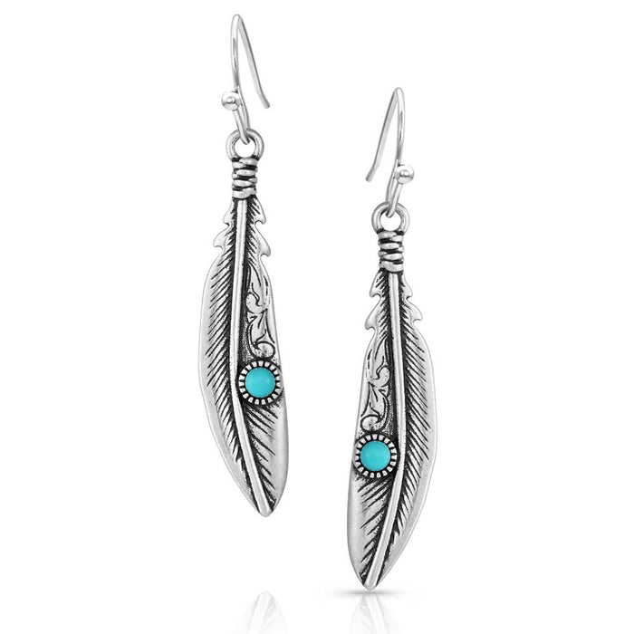 Solo Flight Turquoise Feather Earrings -   