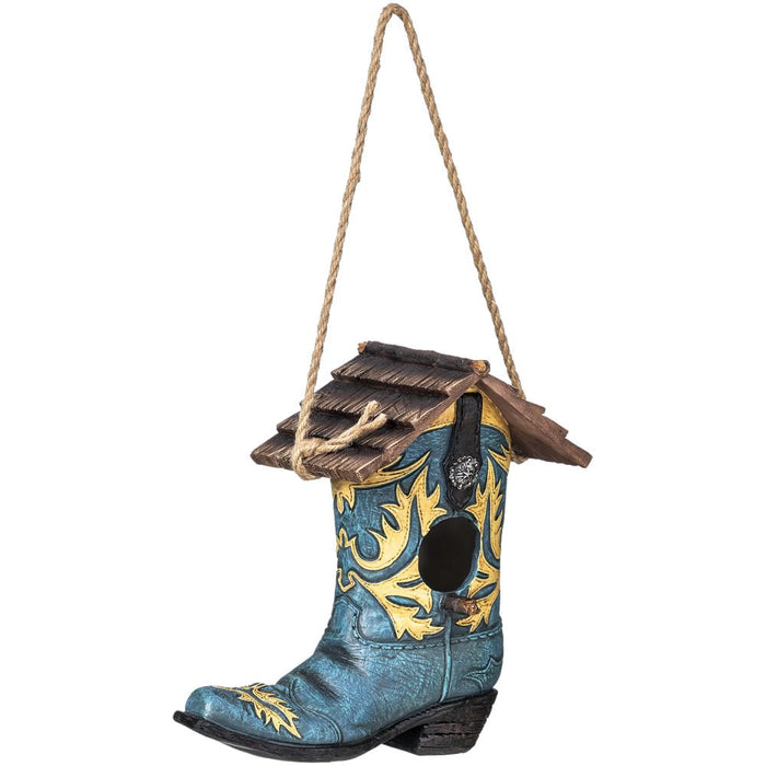 Turquoise Boot Birdhouse -   