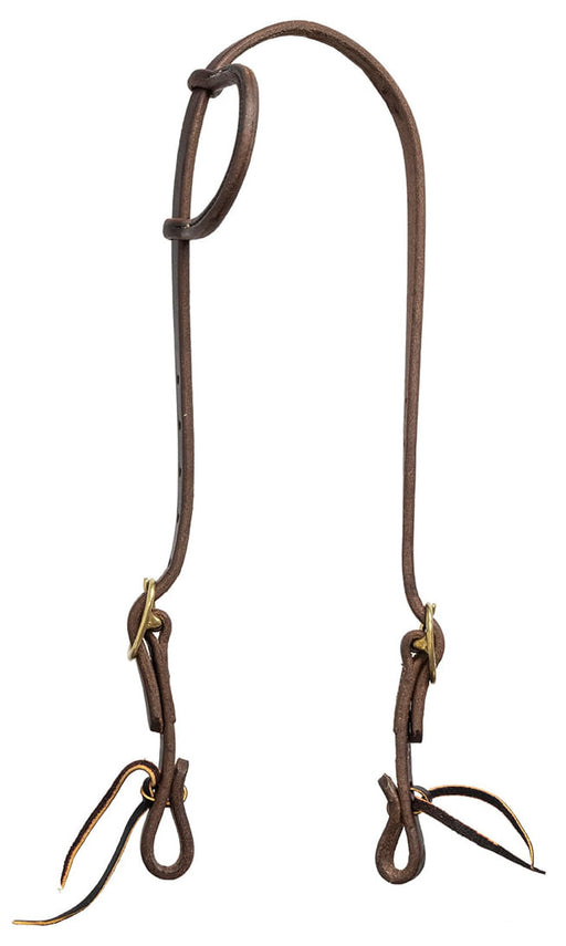 Poplar Head Saddlery Oiled Harness Leather One Ear Horse Headstall - Brown  