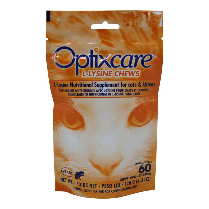 Optixcare L-Lysine Chews for Cats & Kittens 60 Chews - BrownChicken