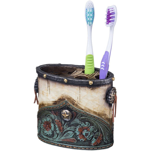 Turquoise Floral with Concho Tooth Brush Holder - Multi  