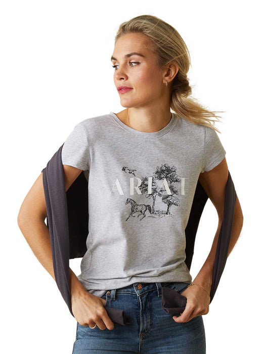 Ariat Women's Toile Scene T-Shirt, Heather Gray - Small  