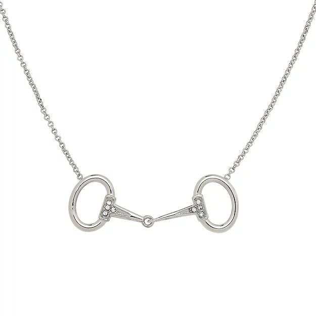 Rhodium Horse Snaffle Bit Necklace - Silver  