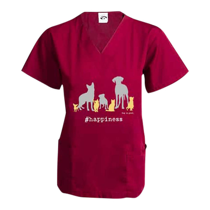 Dog is Good Scrub Top, Welcome Diversity - Wine XL 