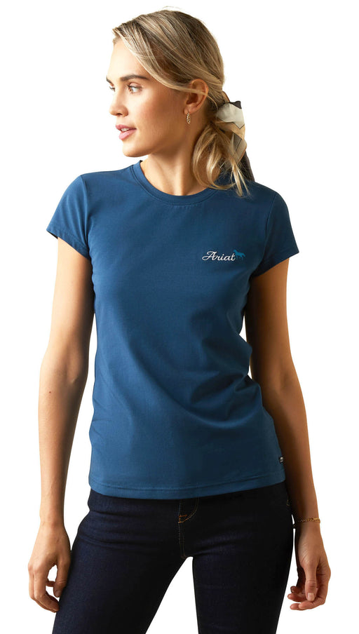 Ariat Women's Logo Script T-Shirt, Deep Petroleum - Medium  