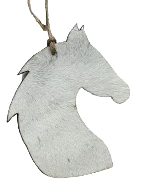 Cowhide Leather Christmas Ornament - Horse Head  