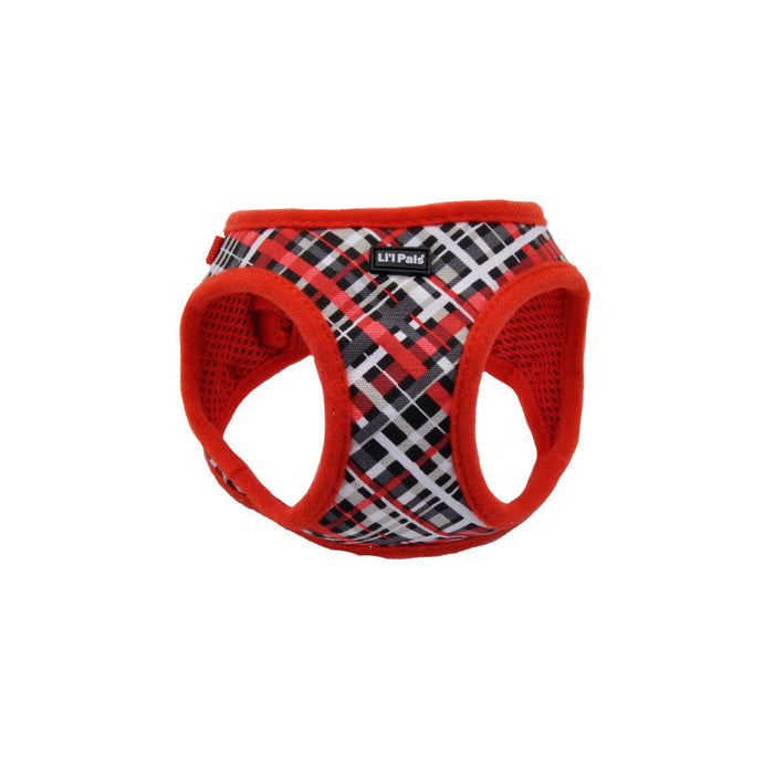 Li'l Pals Canvas Dog Harness - Red and Grey Plaid X-Small - 3/8" x 8"-10" 