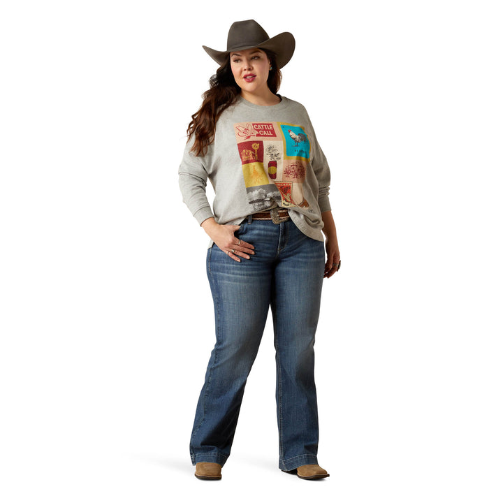 Ariat Women's Cattle Call Oversized Longsleeve Shirt - Heather GreySmall