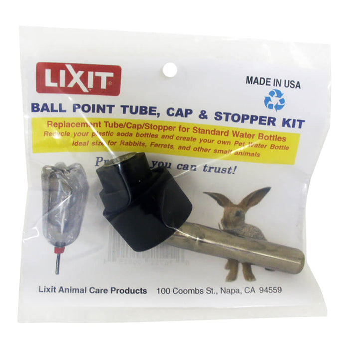 Lixit Ball Point Tube  Cap and Stopper Kit - Black/Silver