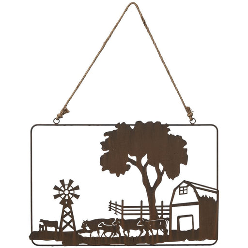 Barn/Cows Wall Hanging - Brown  