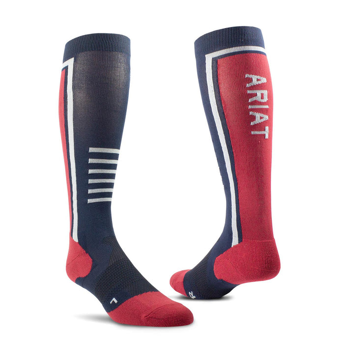 AriatTEK Slimline Performance Socks - Navy/ Red  