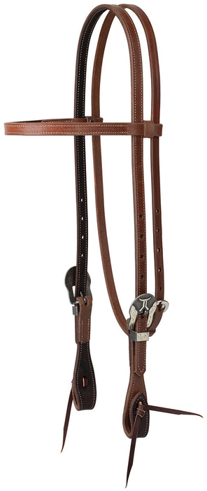 Smarty x Synergy Latigo Lined Oil Harness Leather Headstall, 5/8" Straight Brow - Brown  