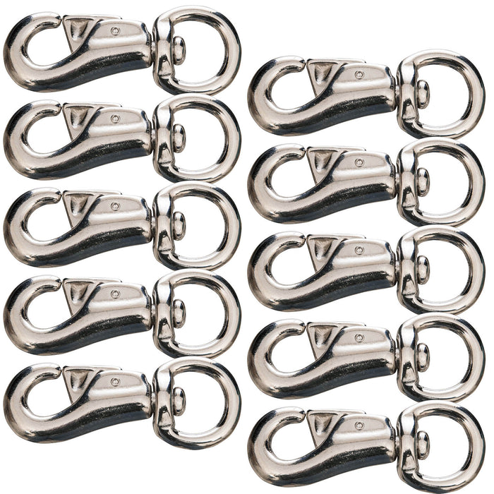 Round Eye Nickel-Plated Bull Snap, 4', 10 pk - 