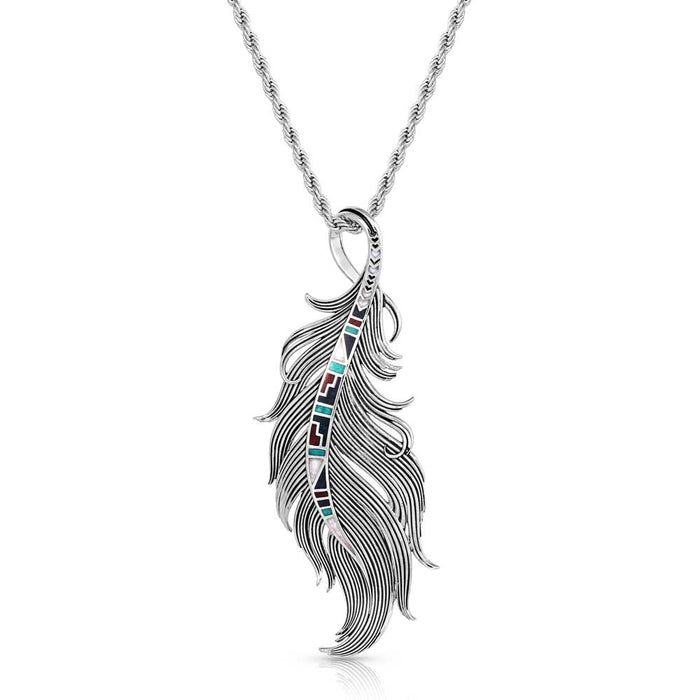 Montana Silversmiths Women's Trailblazer Feather Charm Necklace -   