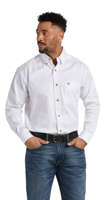 Ariat Men's Solid Twill Classic Fit Shirt - White SML 