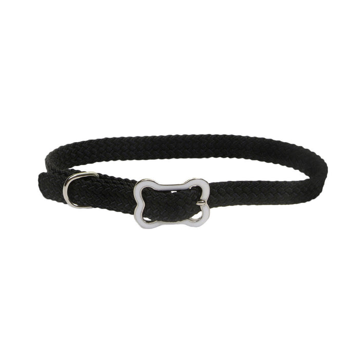 Sunburst Dog Collar with Bone Buckle - Black X-Small - 3/8" x 10" 