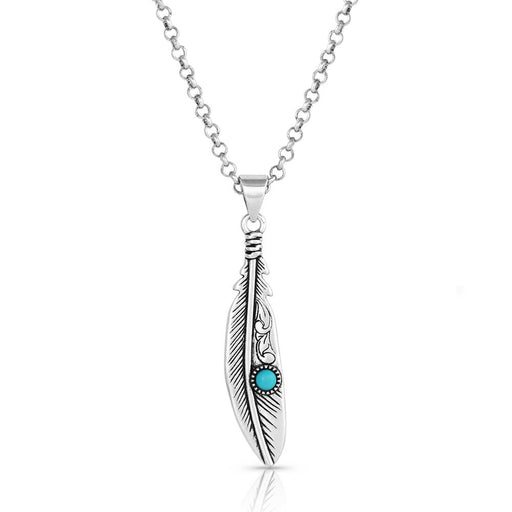 Solo Flight Turquoise Feather Necklace -   