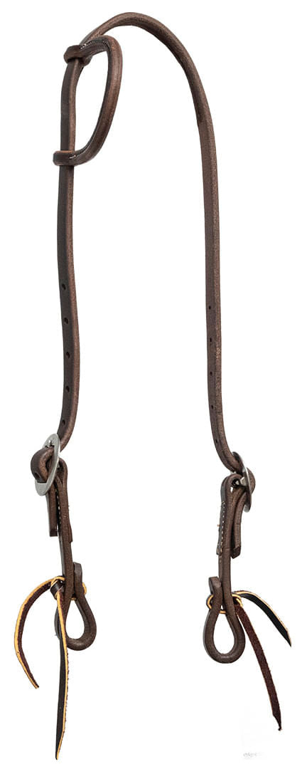 Poplar Head Premium Oiled Harness Leather 5/8" One Ear Headstall with Cart Buckles - Brown  