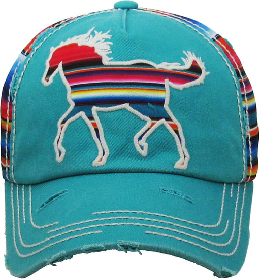 Serape Horse Washed Vintage Cap - Turquoise  