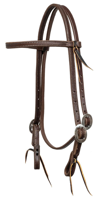 Poplar Head Premium Doubled & Stitched Oiled Harness Browband Headstall - 5/8"  