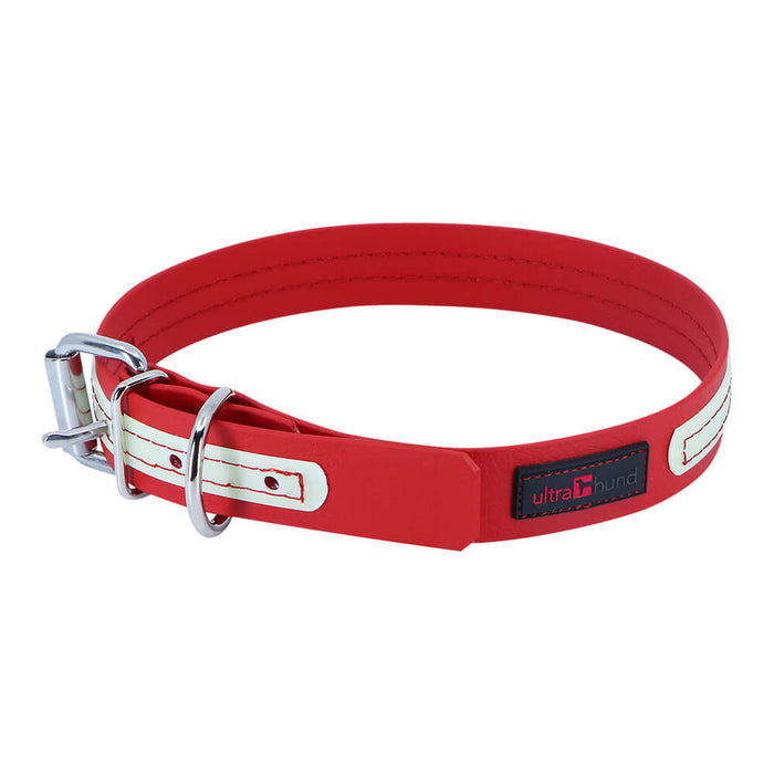 Ultrahund Play Glow Dog Collar, 1" Wide, 18" Long, Fits 16" to 20" - Red